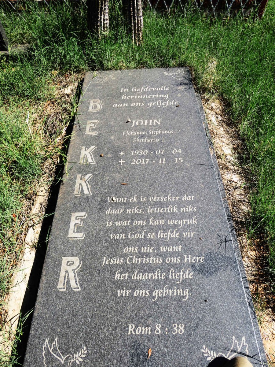 BEKKER Johannes Stephanus Ebenhaezer 1930-2017