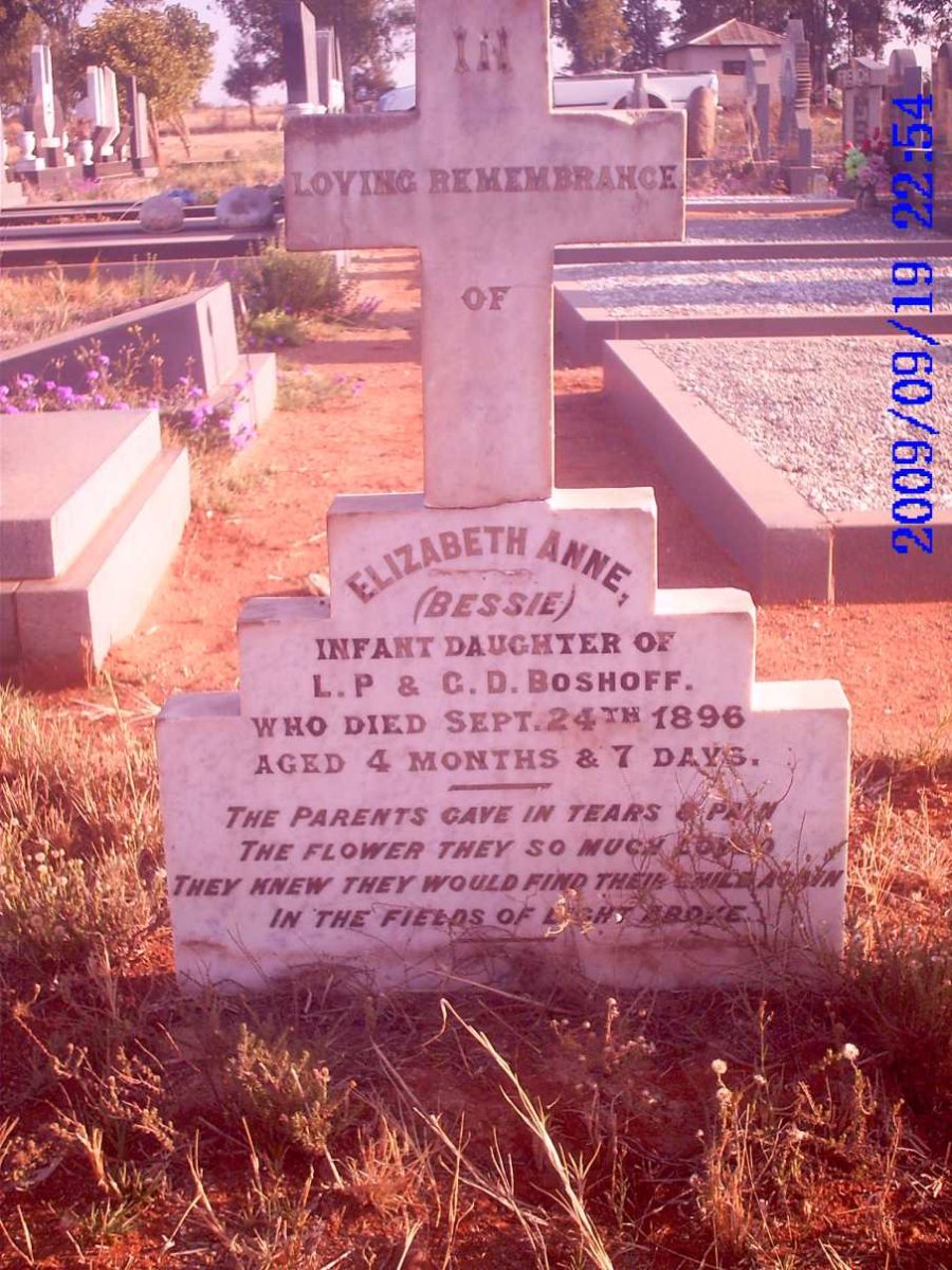 BOSHOFF Elizabeth Anne 1896-1896