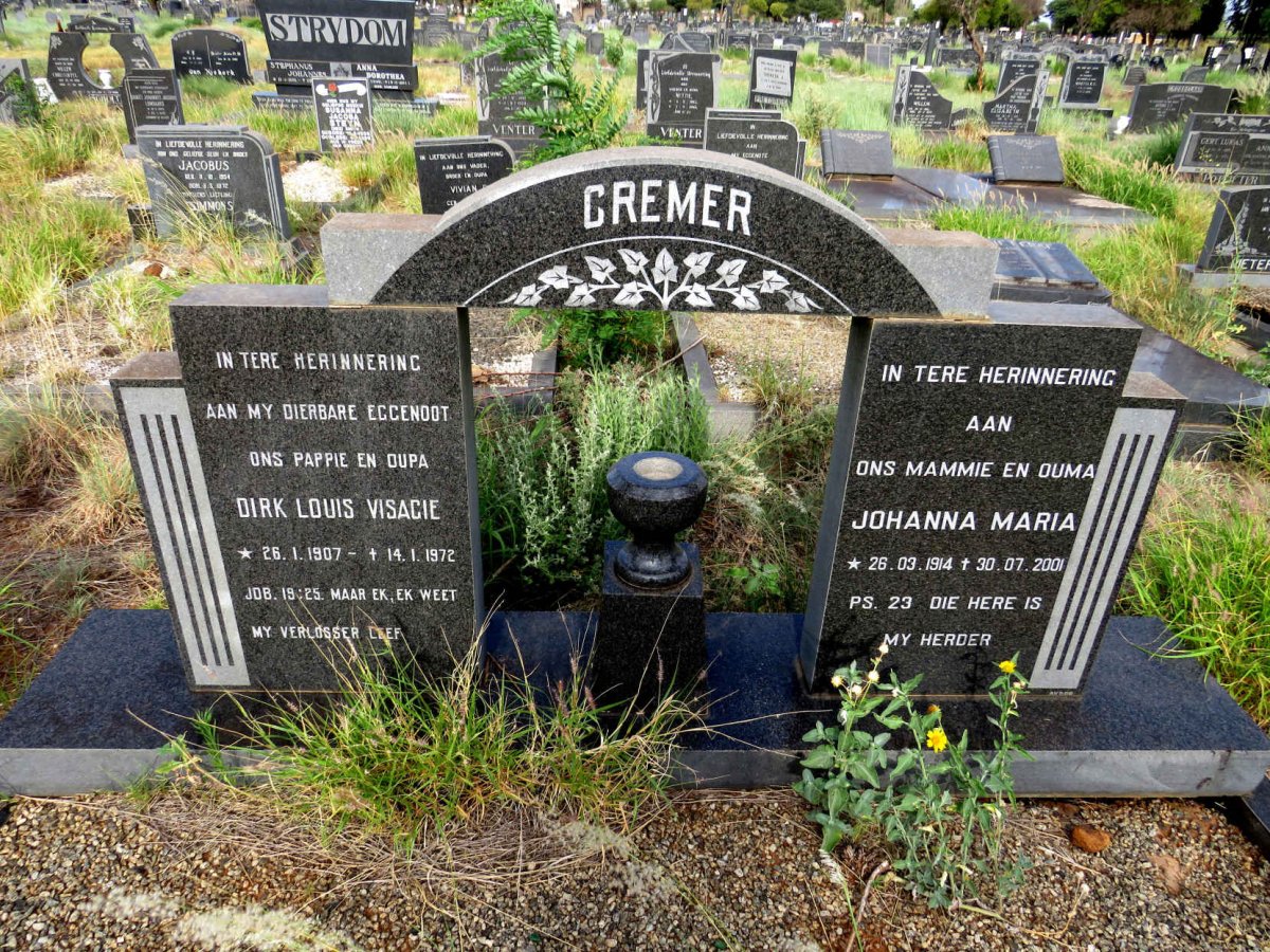 CREMER Dirk Louis Visagie 1907-1972 & Johanna Maria 1914-2001