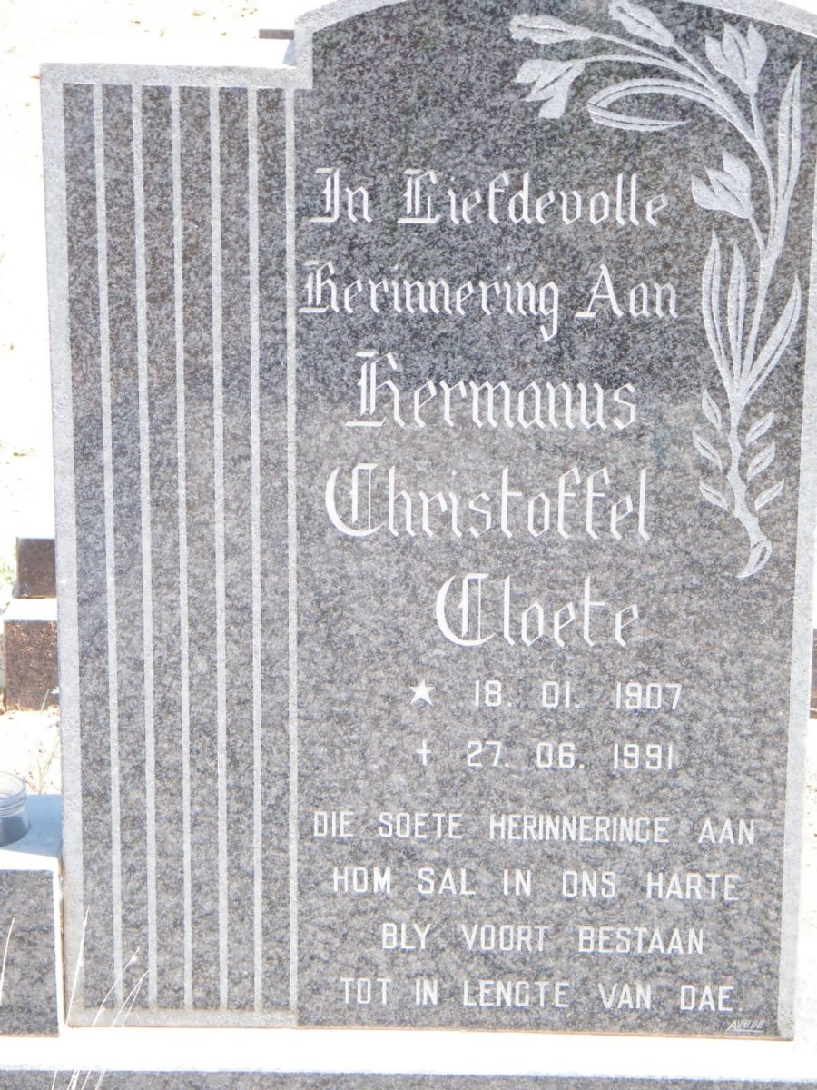 CLOETE Hermanus Christoffel 1907-1991