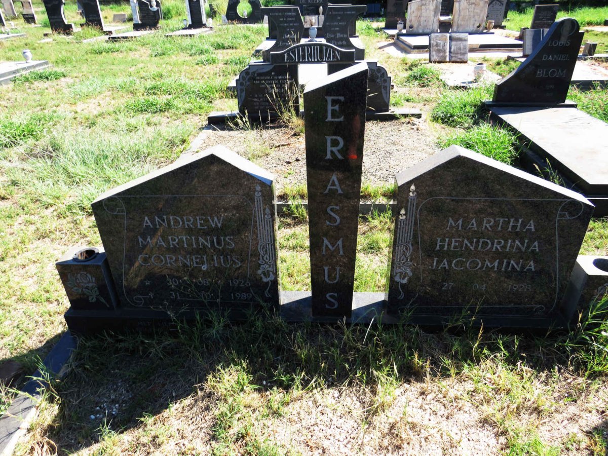 ERASMUS Andrew Martinus Cornelius 1926-1989 & Martha Hendrina Jacomina 1928- 