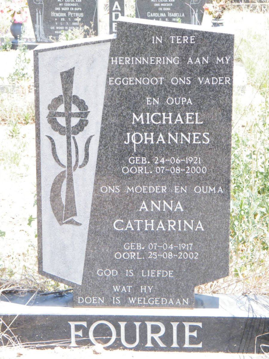 FOURIE Michael Johannes 1921-2000 &amp; Anna Catharina 1917-2002