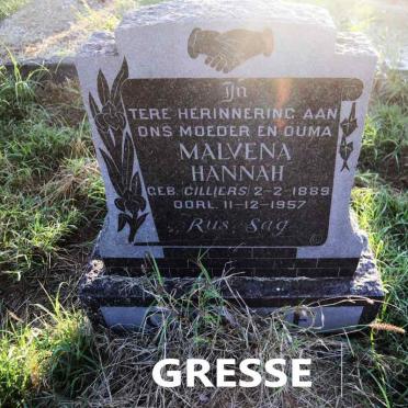 GRESSE Malvena Hannah nee CILLIERS 1889-1957