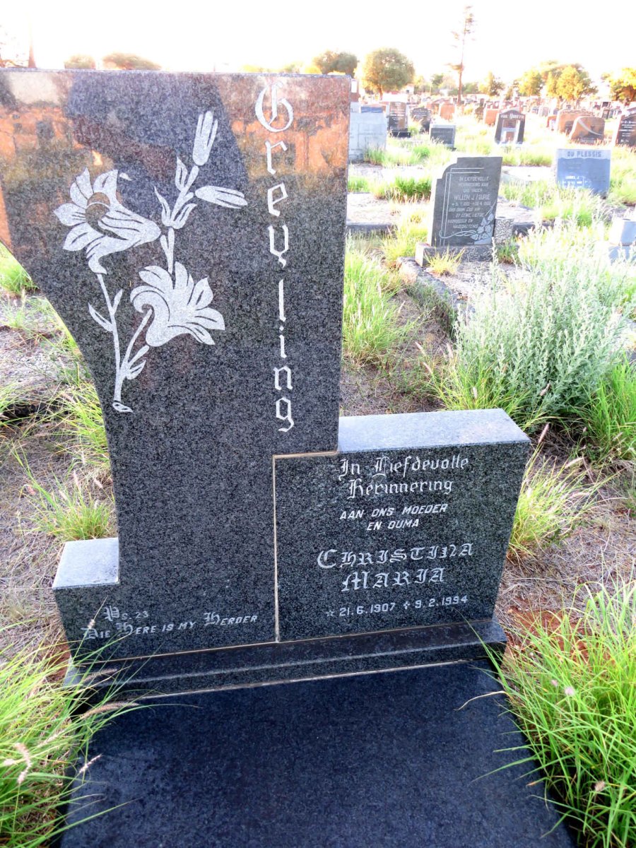 GREYLING Christina Maria 1907-1994