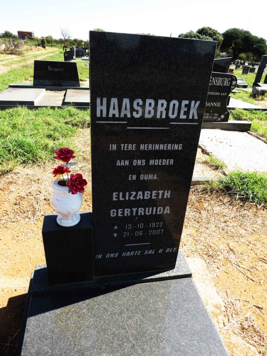 HAASBROEK Elizabeth Gertruida 1922-2007