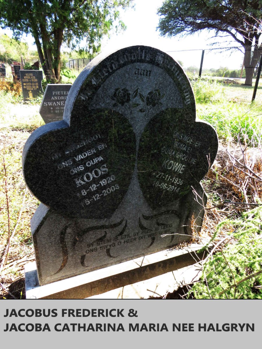 HAYWARD Jacobus Frederick 1920-2003 & Jacoba Catharina Maria HALGRYN 1936-2014