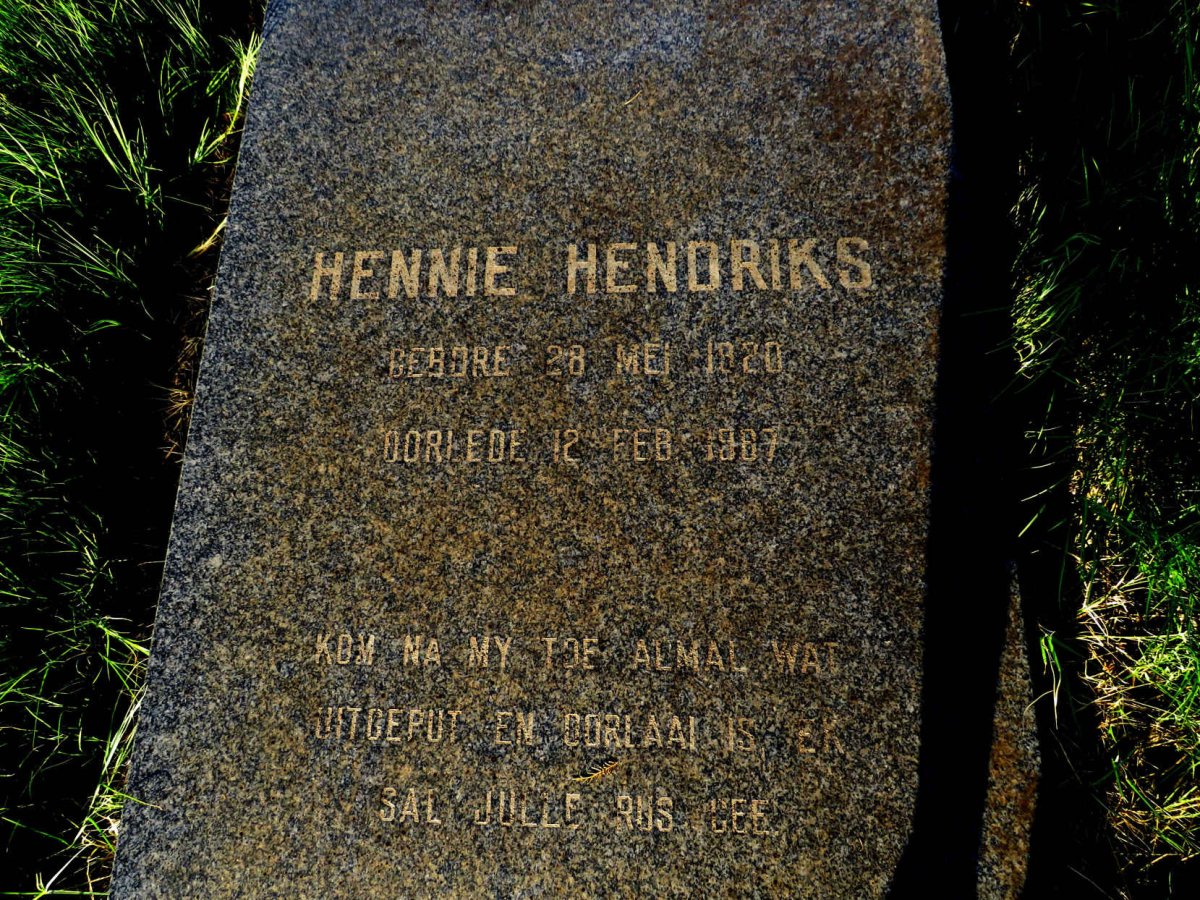 HENDRIKS Hennie 1920-1987
