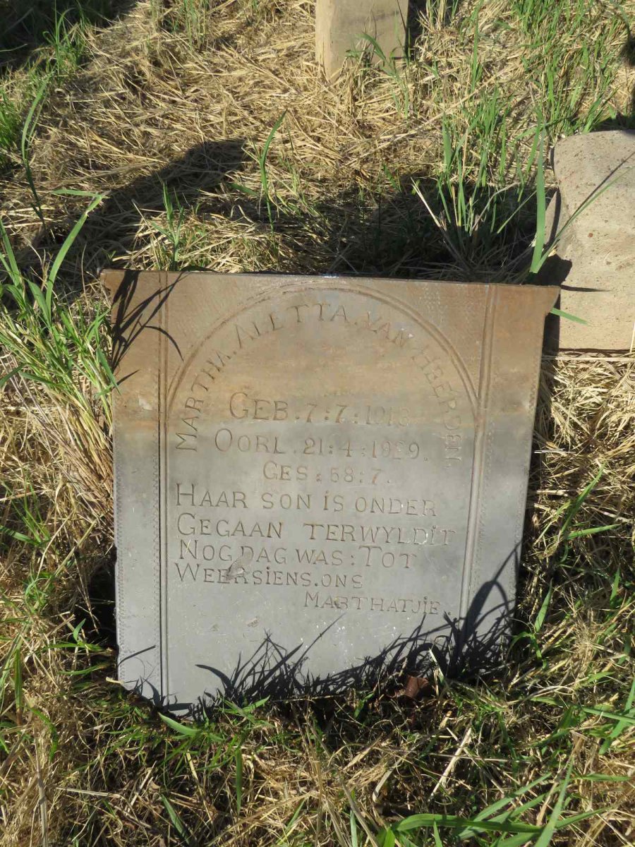 HEERDEN Martha Aletta, van 1913-1929