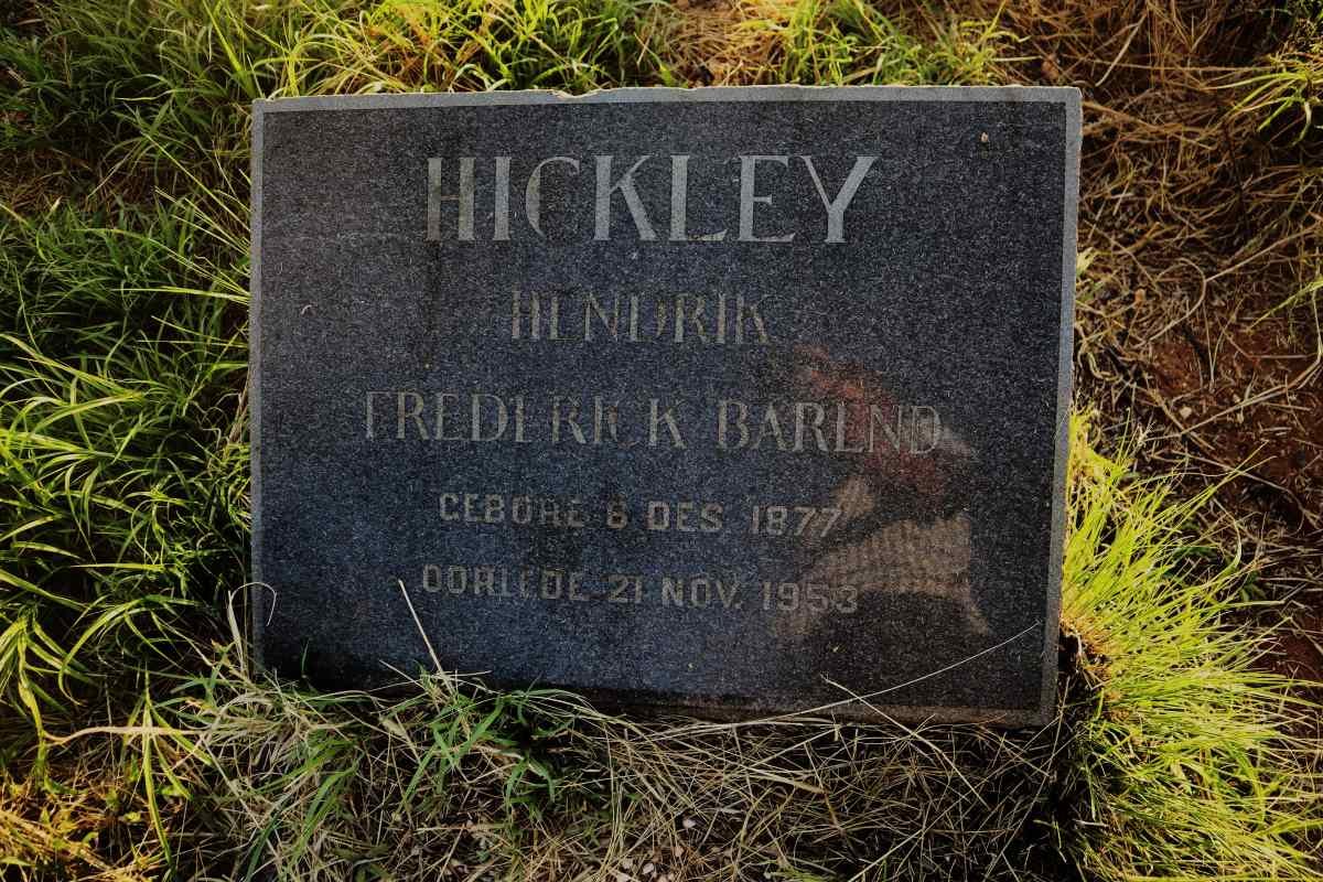 HICKLEY Hendrik Frederick Barend 1877-1953