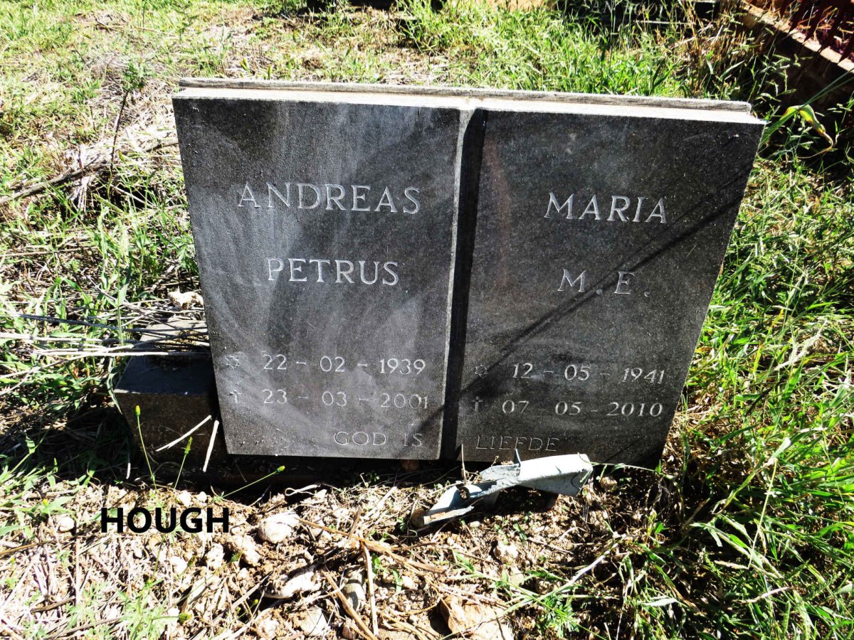 HOUGH Andreas Petrus 1939-2001 & Maria M.E. 1941-2010