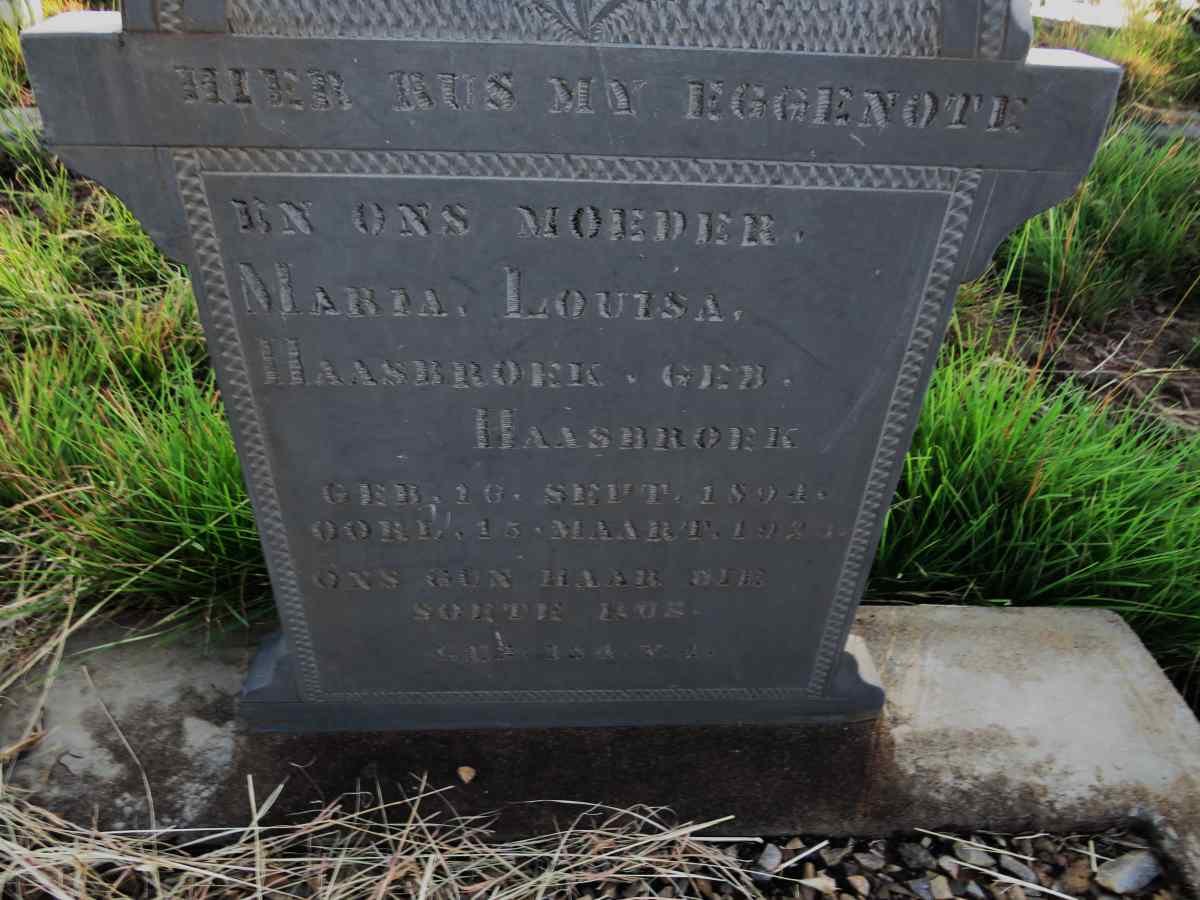 HAASBROEK Maria Louisa nee HAASBROEK 1894-19??