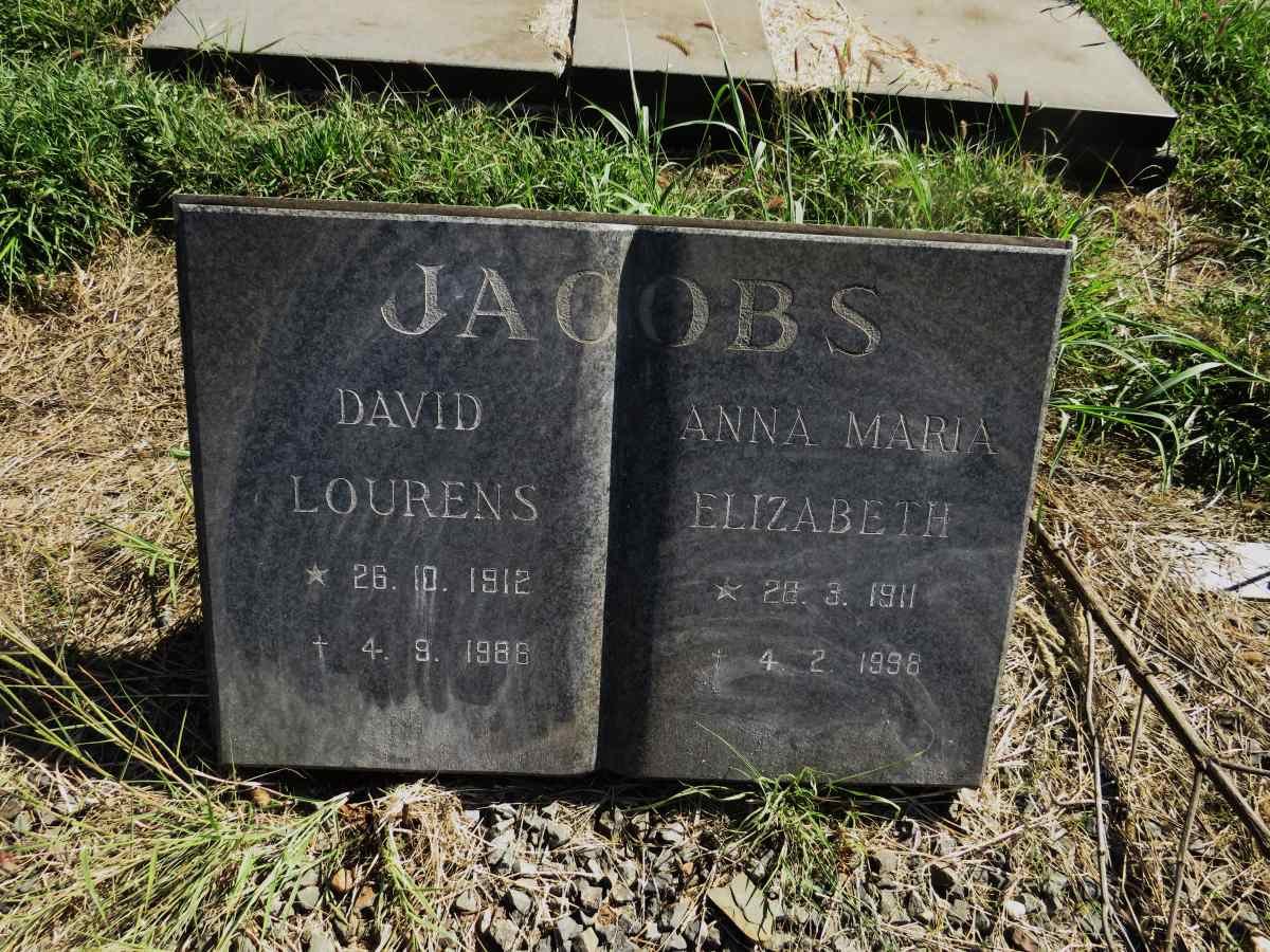 JACOBS David Lourens 1912-1988 & Anna Maria Elizabeth 1911-1998