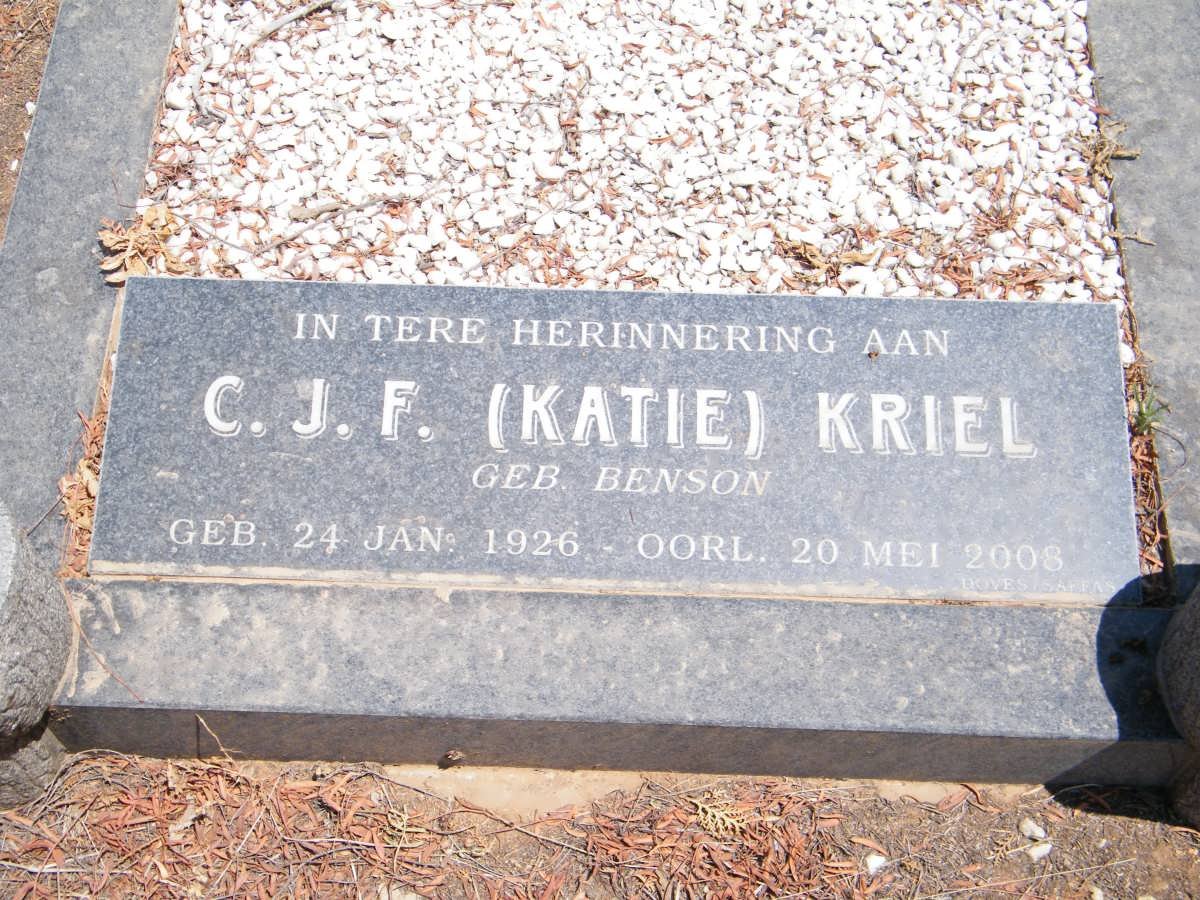 KRIEL C.J.F. nee BENSON 1926-2008