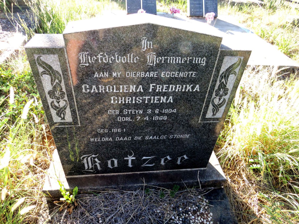 KOTZEE Caroliena Fredrika Christiena nee STEYN 1904-1968