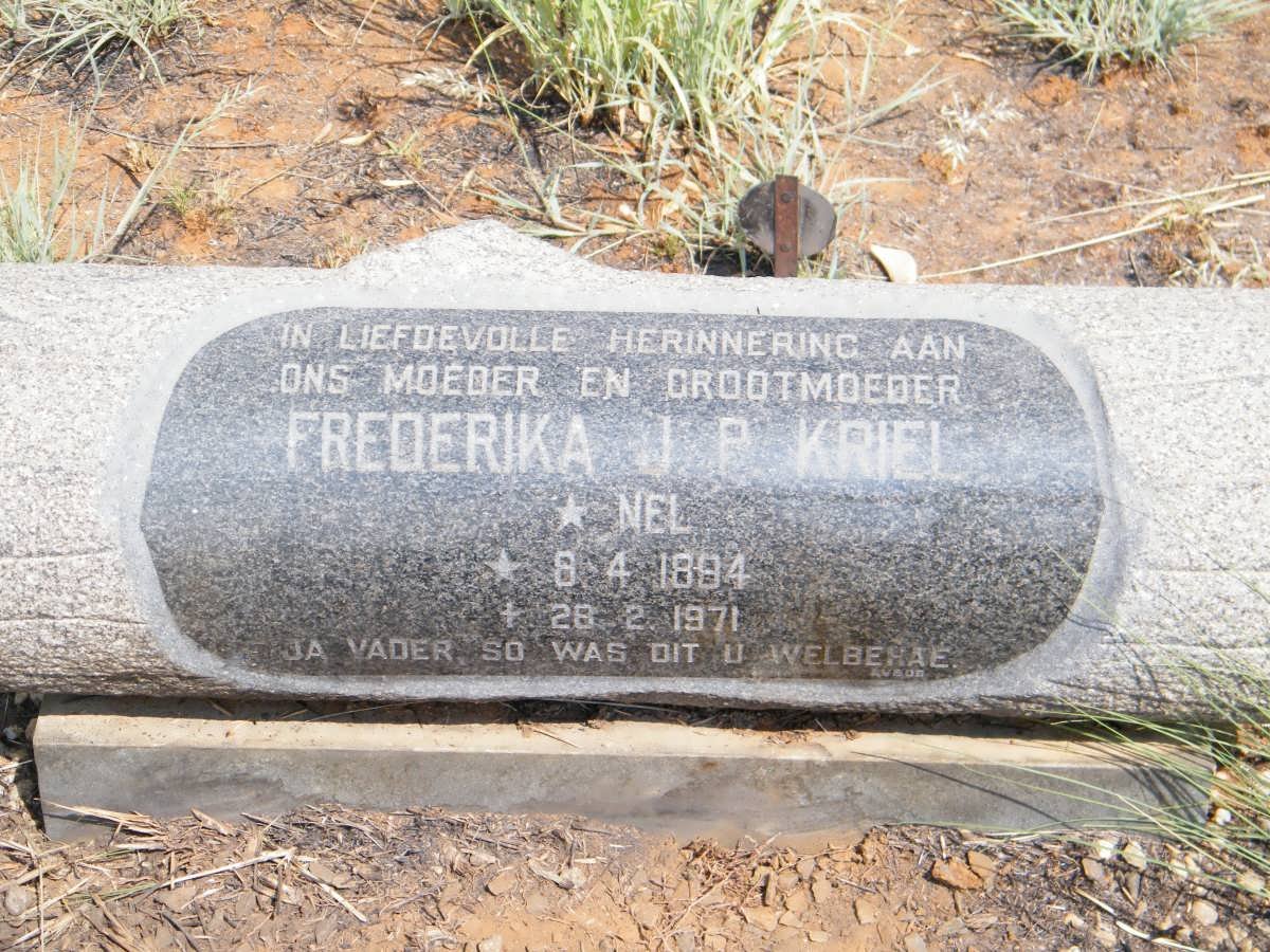 KRIEL Frederika J.P. nee NEL 1894-1971