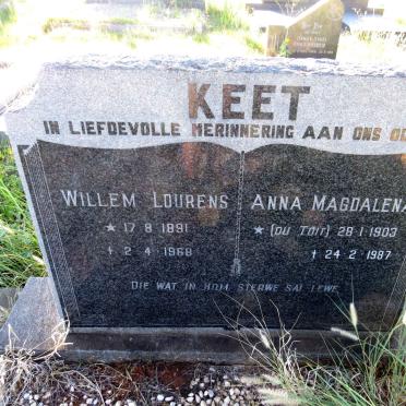 KEET Willem Lourens 1891-1968 & Anna Magdalena DU TOIT 1903-1987