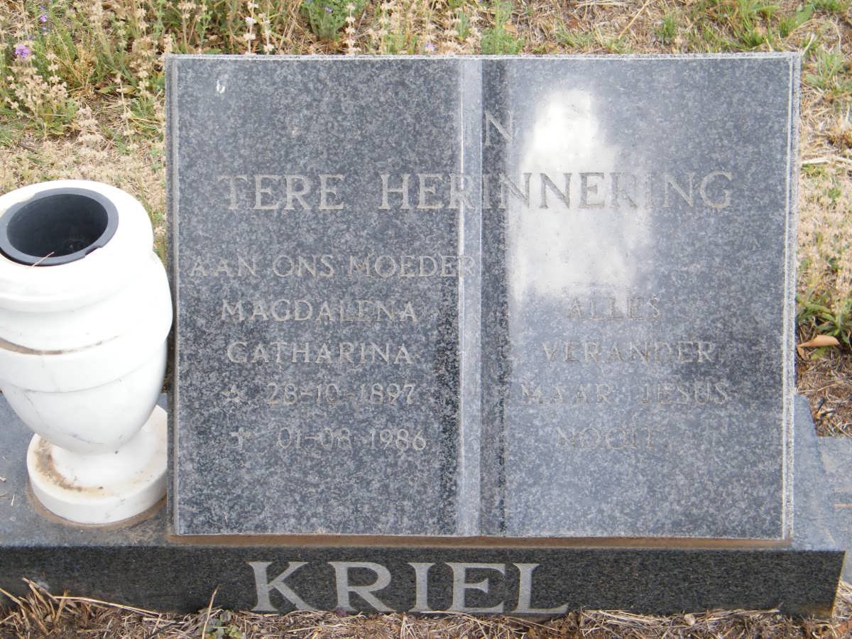 KRIEL Magdalena Catharina 1897-1986