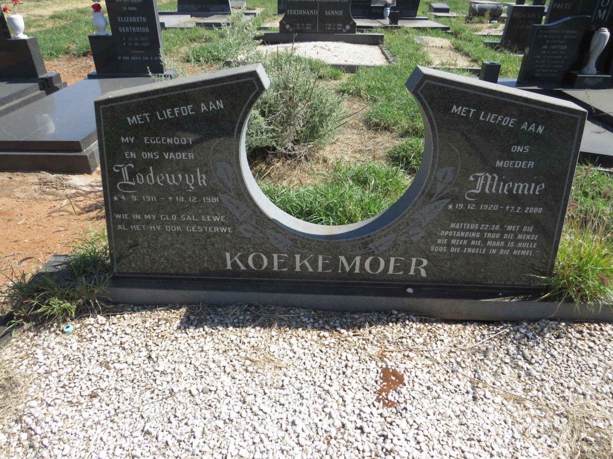 KOEKEMOER Lodewyk 1911-1981 & Miemie 1920-2000