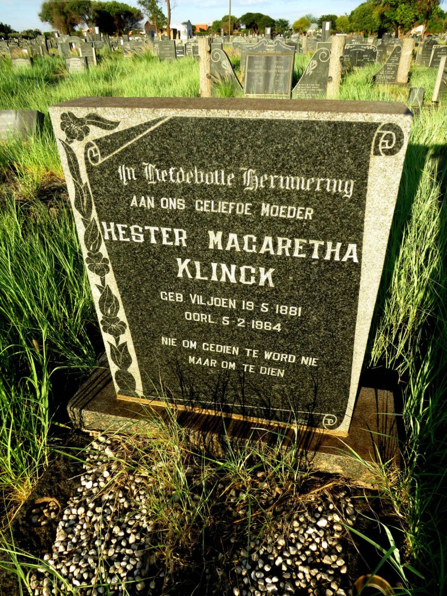 KLINCK Hester Margaretha nee VILJOEN 1881-1964