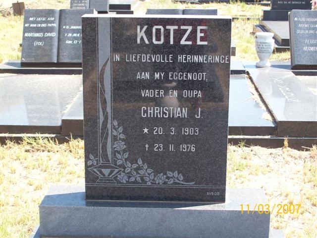 KOTZE Christian J. 1903-1976