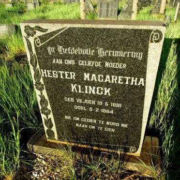 KLINCK Hester Margaretha nee VILJOEN 1881-1964