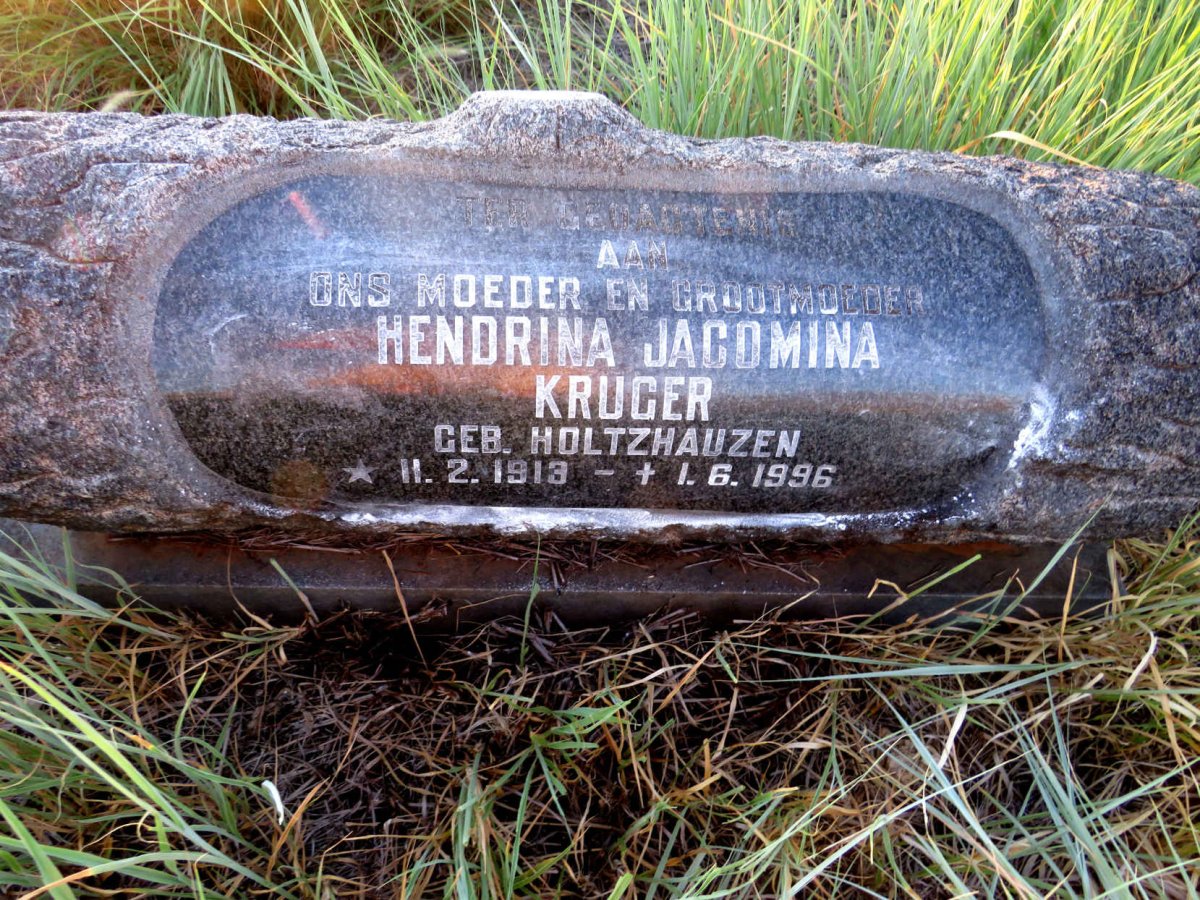 KRUGER Hendrina Jacomina nee HOLTZHAUZEN 1913-1996