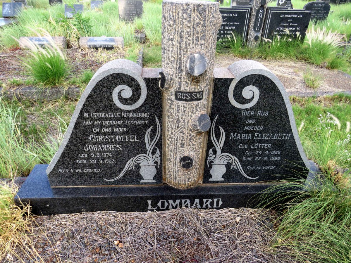 LOMBARD Christoffel Johannes 1874-1962 & Maria Elizabeth LOTTER 1888-1968