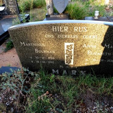 MARX Marthinus Buurman 1926-1993 & Anna Maria Elizabeth 1938- 