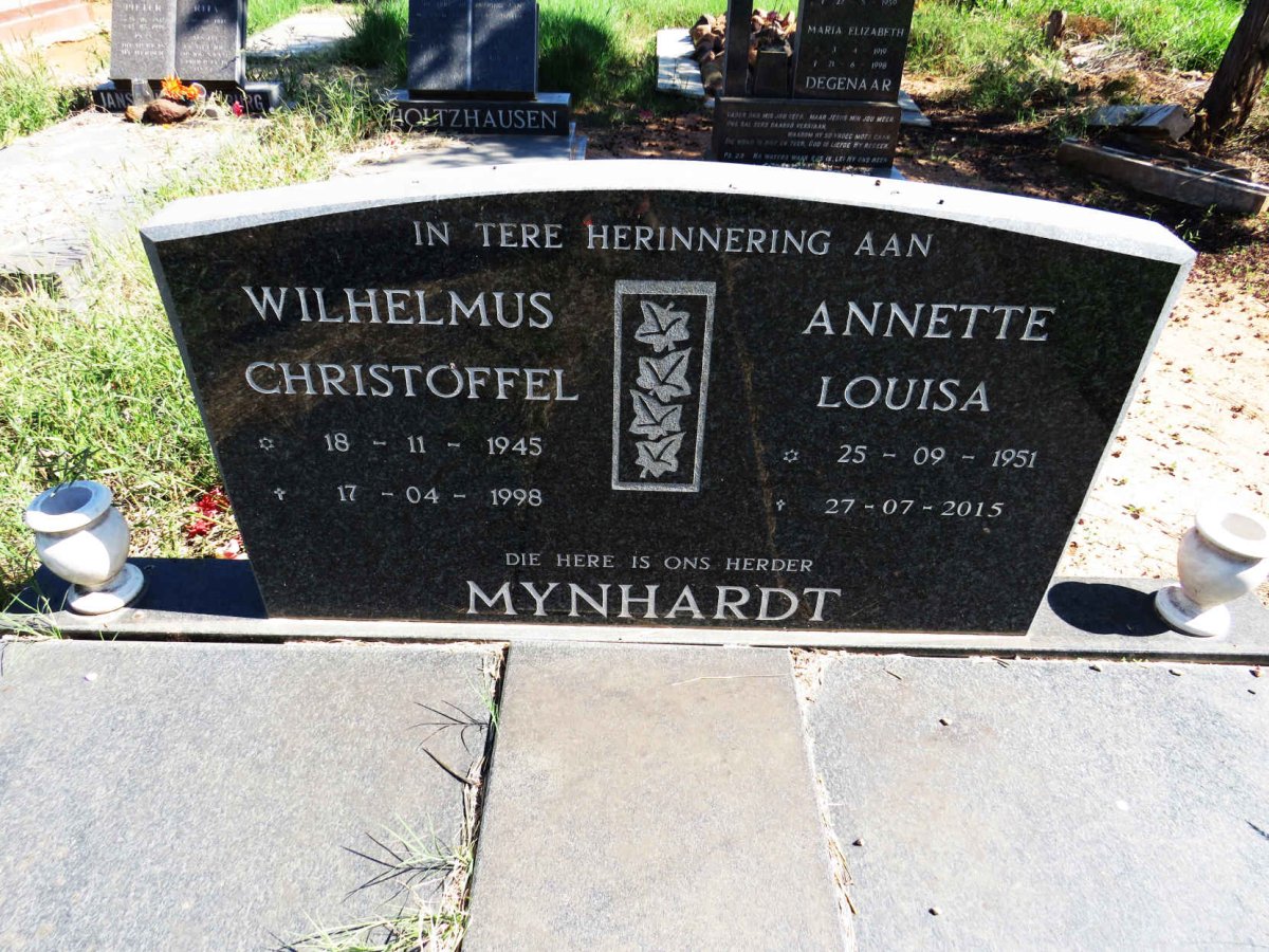 MYNHARDT Wilhelmus Christoffel 1945-1998 & Annette Louisa 1951-2015