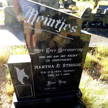 MEINTJES Martha C. voorheen STRUWIG nee DUMINY 1904-1992