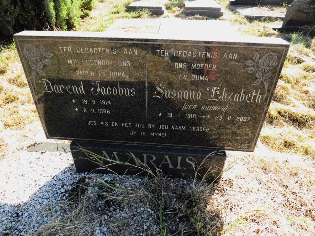 MARAIS Barend Jacobus 1914-1986 & Susanna Elizabeth BRUWER 1918-2007