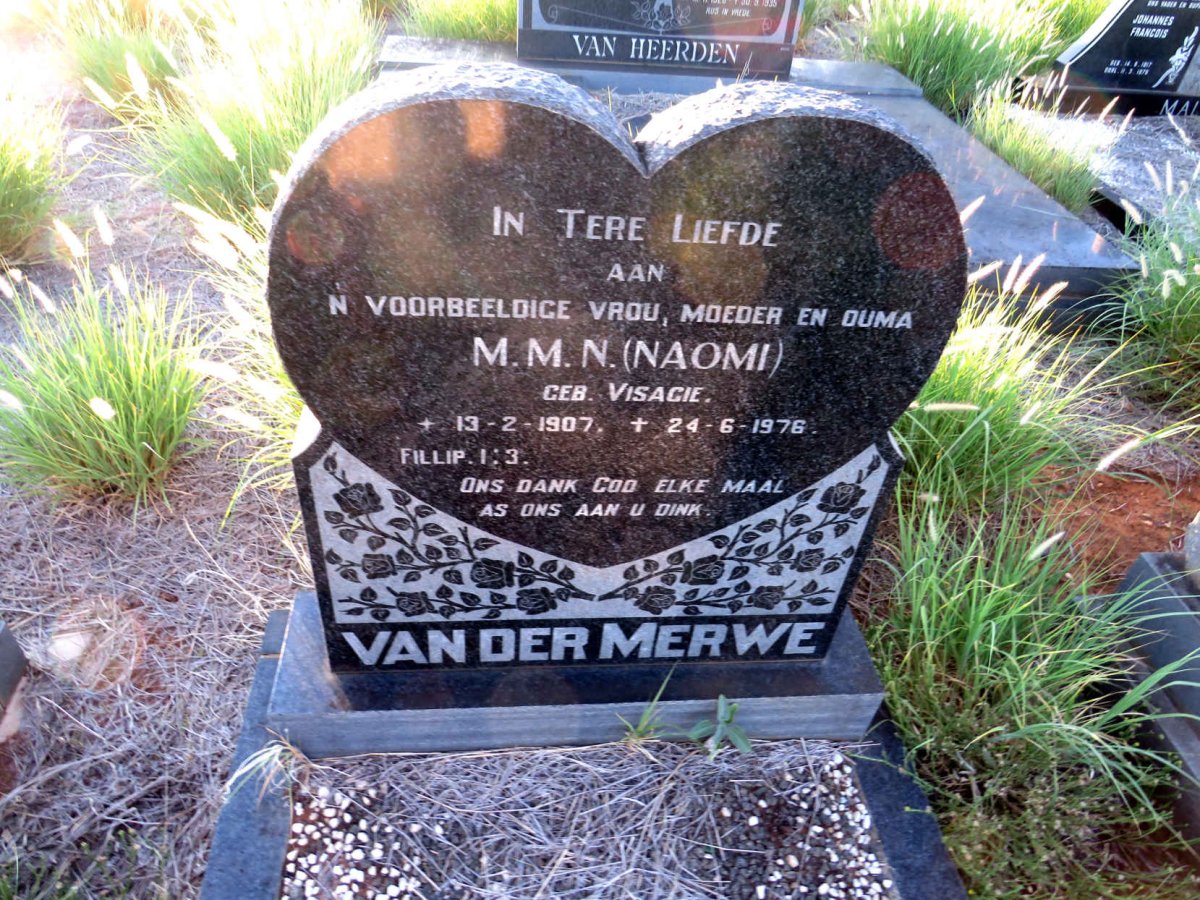 MERWE M.M.N., van der nee VISAGIE 1907-1976