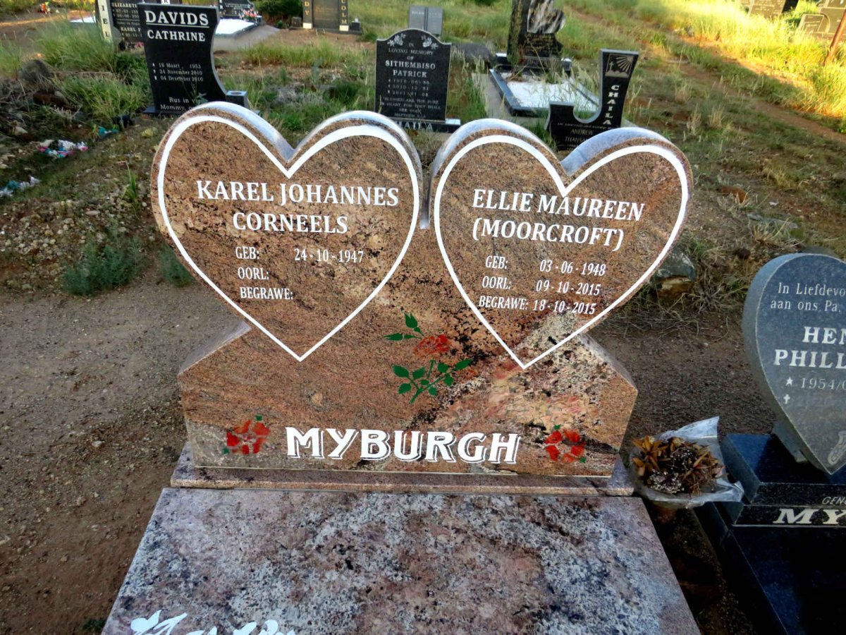MYBURGH Karel Johannes Corneels 1947- & Ellie Maureen MOORCROFT 1948-2015