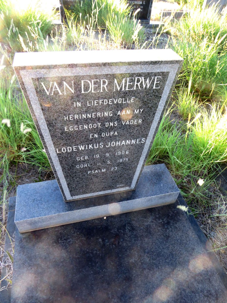 MERWE Lodewikus Johannes, van der 1906-1975