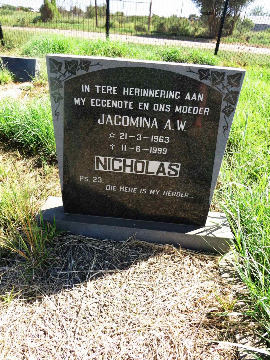 NICHOLAS Jacomina A.W. 1963-1999