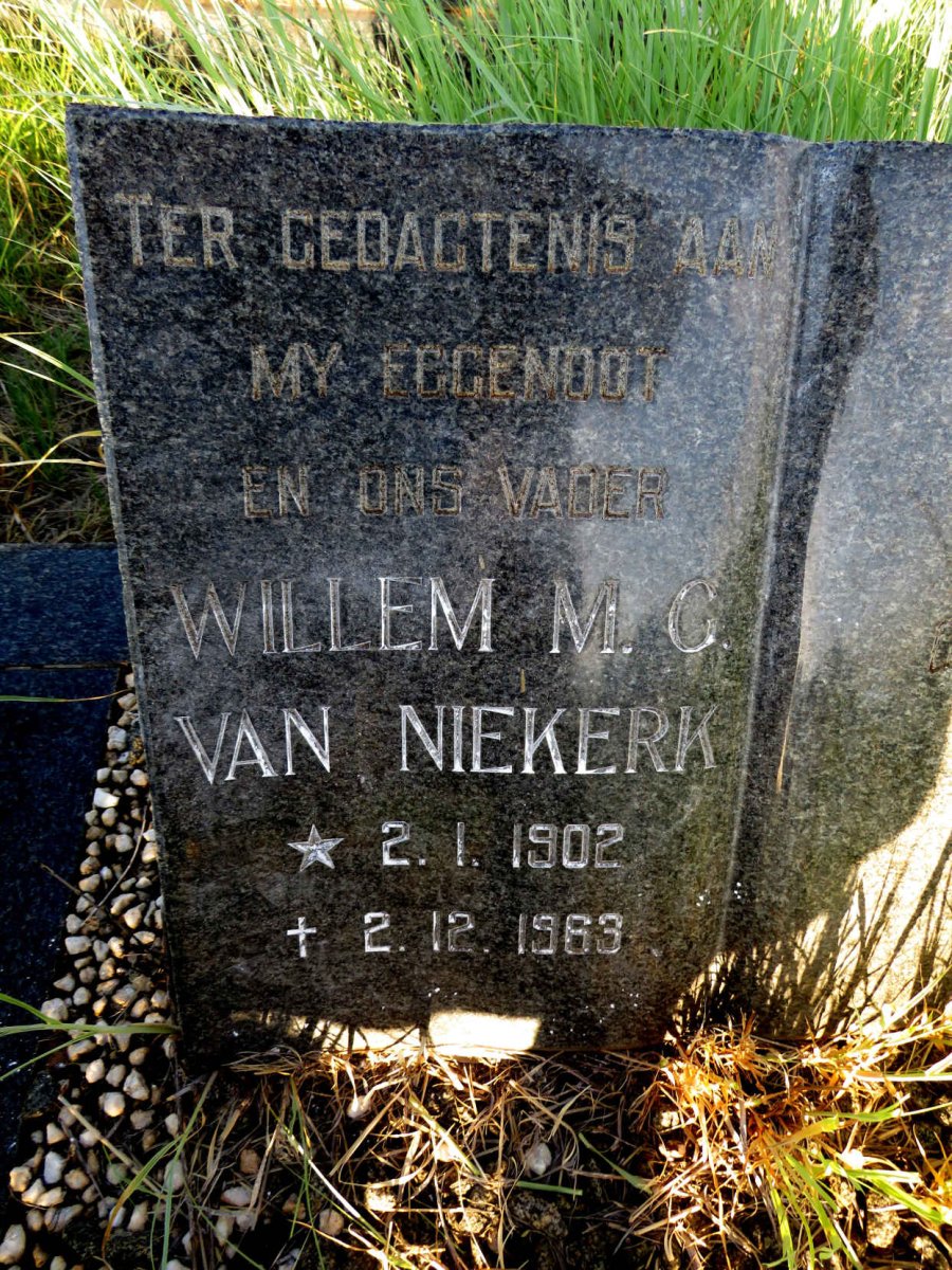 NIEKERK Willem M.C., van 1902-1963