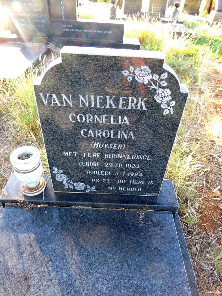 NIEKERK Cornelia Carolina, van nee HUYSER 1924-1994