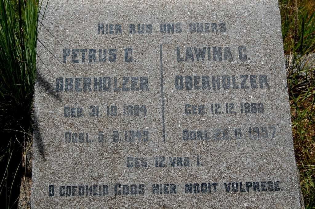 OBERHOLZER Petrus C. 1884-1945 &amp; Lawina C. 1888-1957