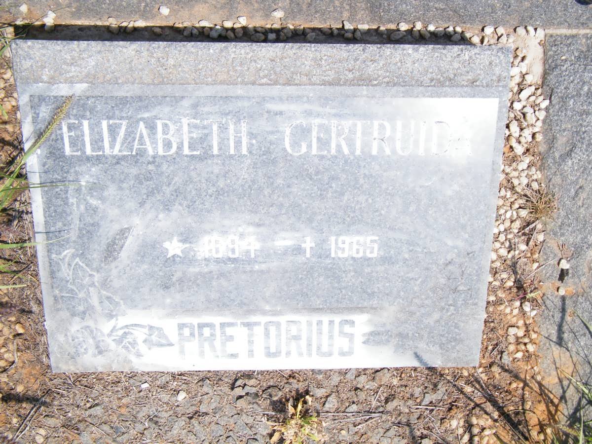 PRETORIUS Elizabeth Gertruida 1894-1965