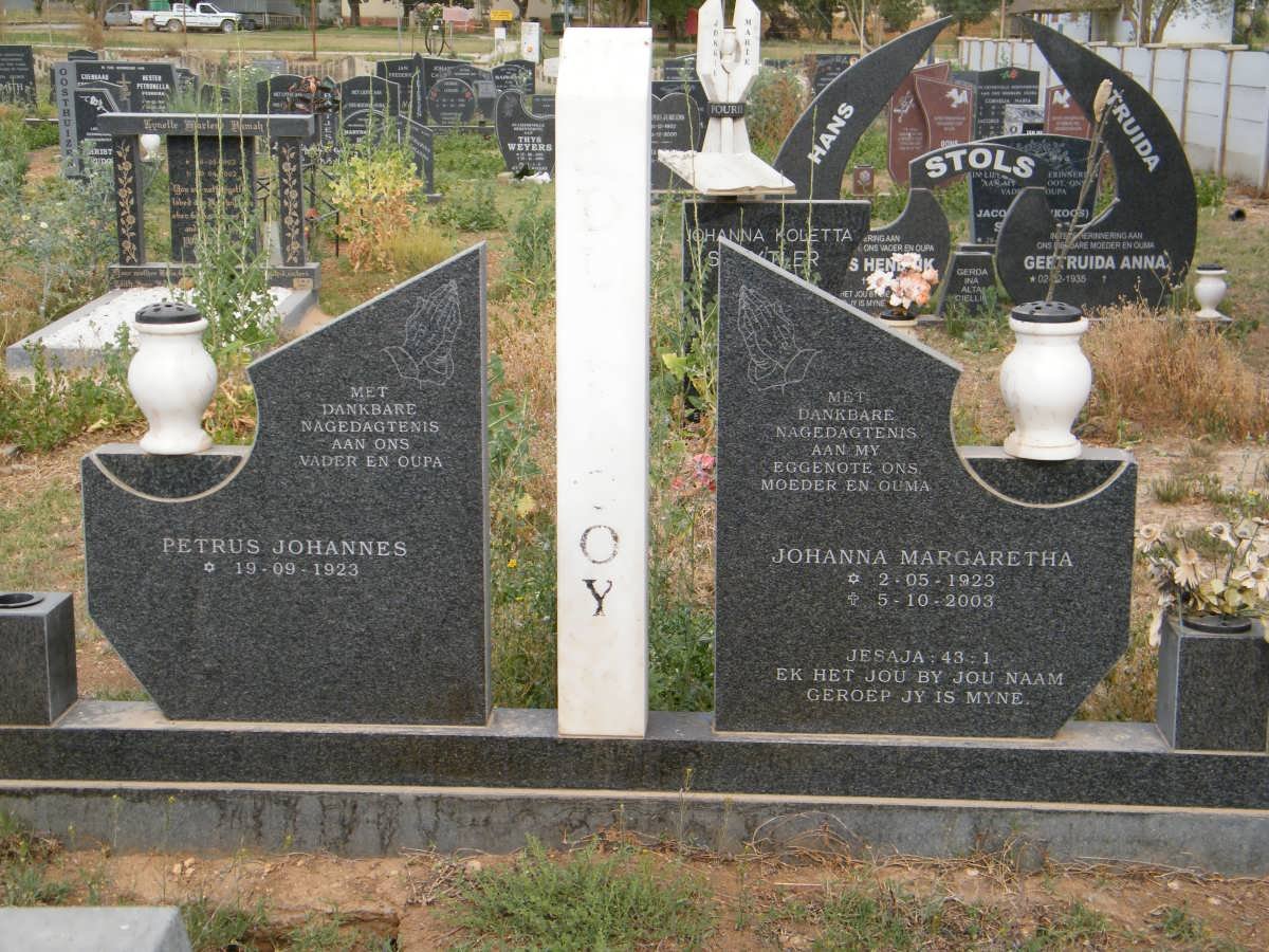 PLOOY Petrus Johannes, du 1923- &amp; Johanna Margaretha VAN ZYL 1923-2003