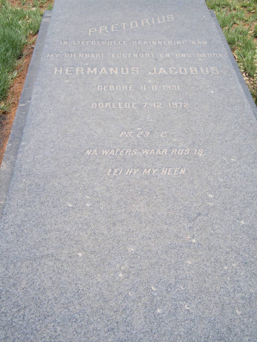 PRETORIUS Hermanus Jacobus 1931-1972
