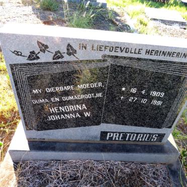 PRETORIUS Hendrina Johanna W. 1909-1991