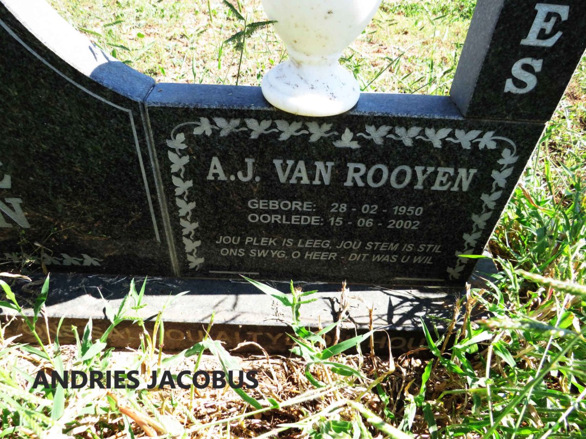 ROOYEN Andries Jacobus, van 1950-2002