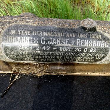 RENSBURG Johannes G., Janse van 1942-1963