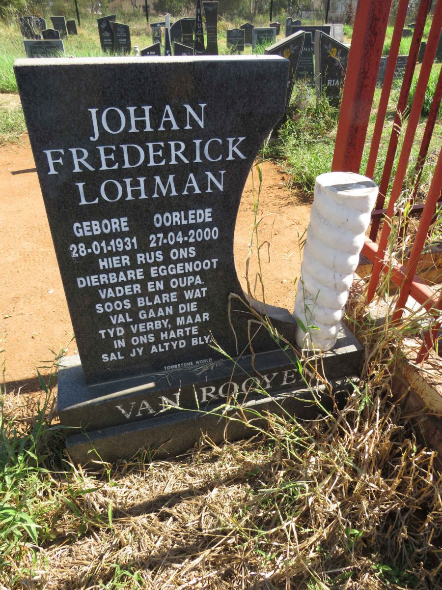 ROOYEN Johan Frederick Lohman, van 1931-2000