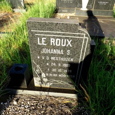 ROUX Johanna S., le nee v.d. WESTHUIZEN 1909-1978