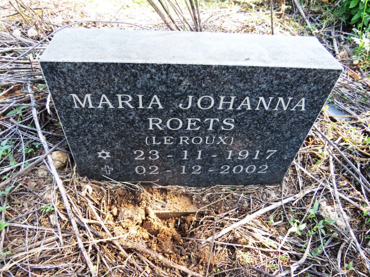 ROETS Maria Johanna nee LE ROUX 1917-2002