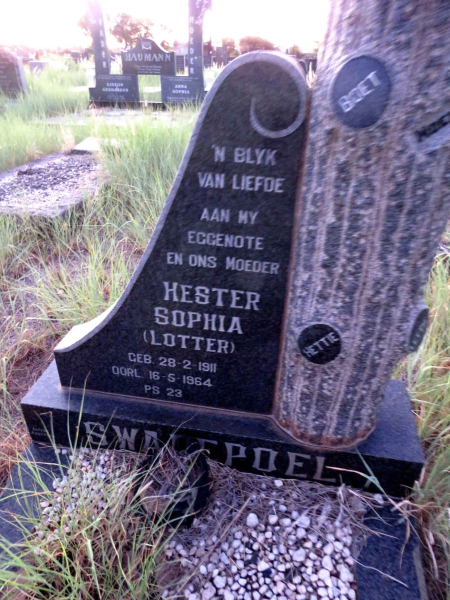 SWANEPOEL Hester Sophia LOTTER 1911-1964