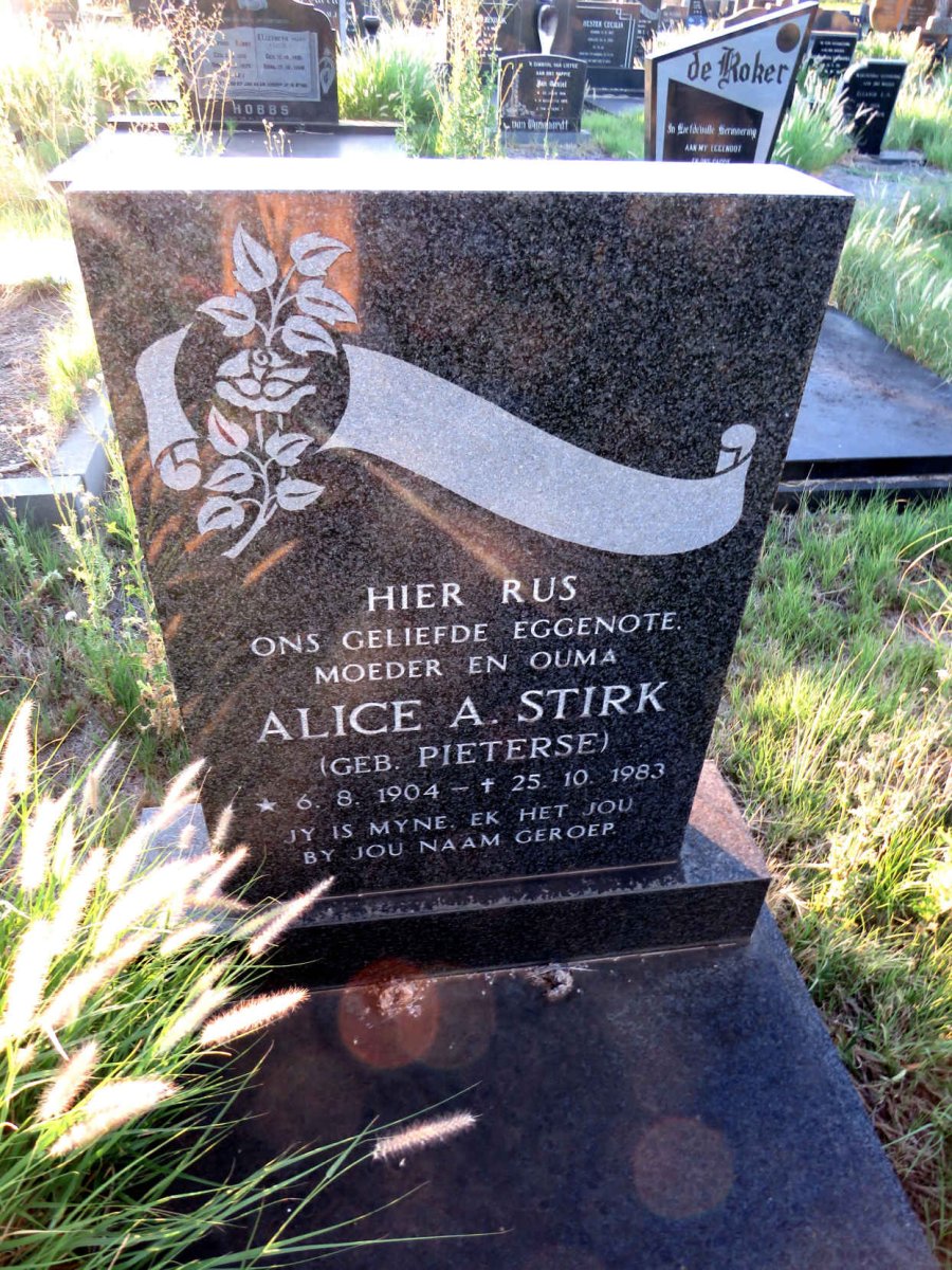 STIRK Alice A. nee PIETERSE 1904-1983