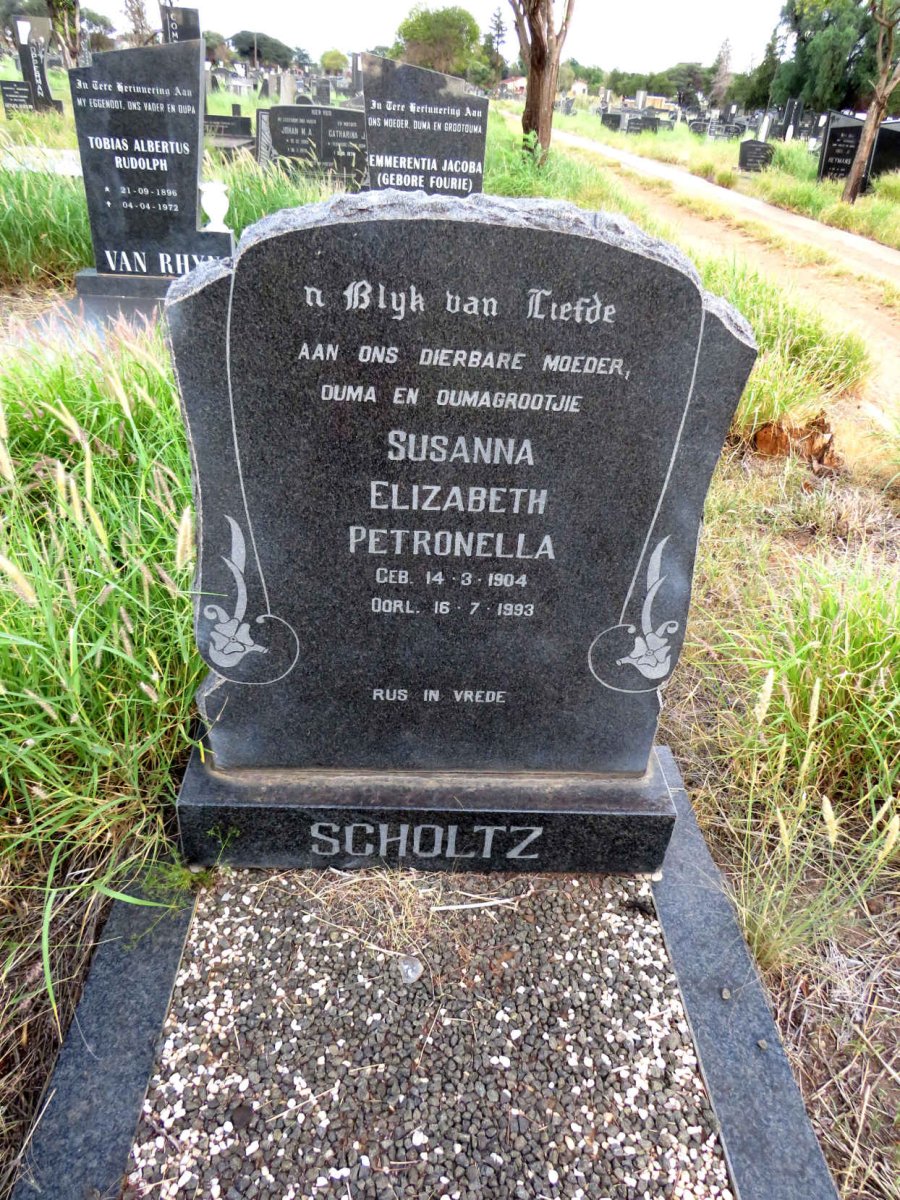 SCHOLTZ Susanna Elizabeth Petronella 1904-1993